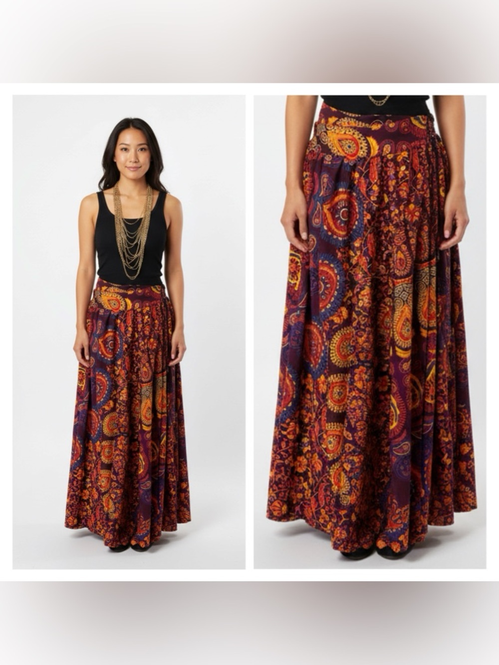 Handmade Boho Maxi Skirt High Waist Wrap Around Maxi Skirt